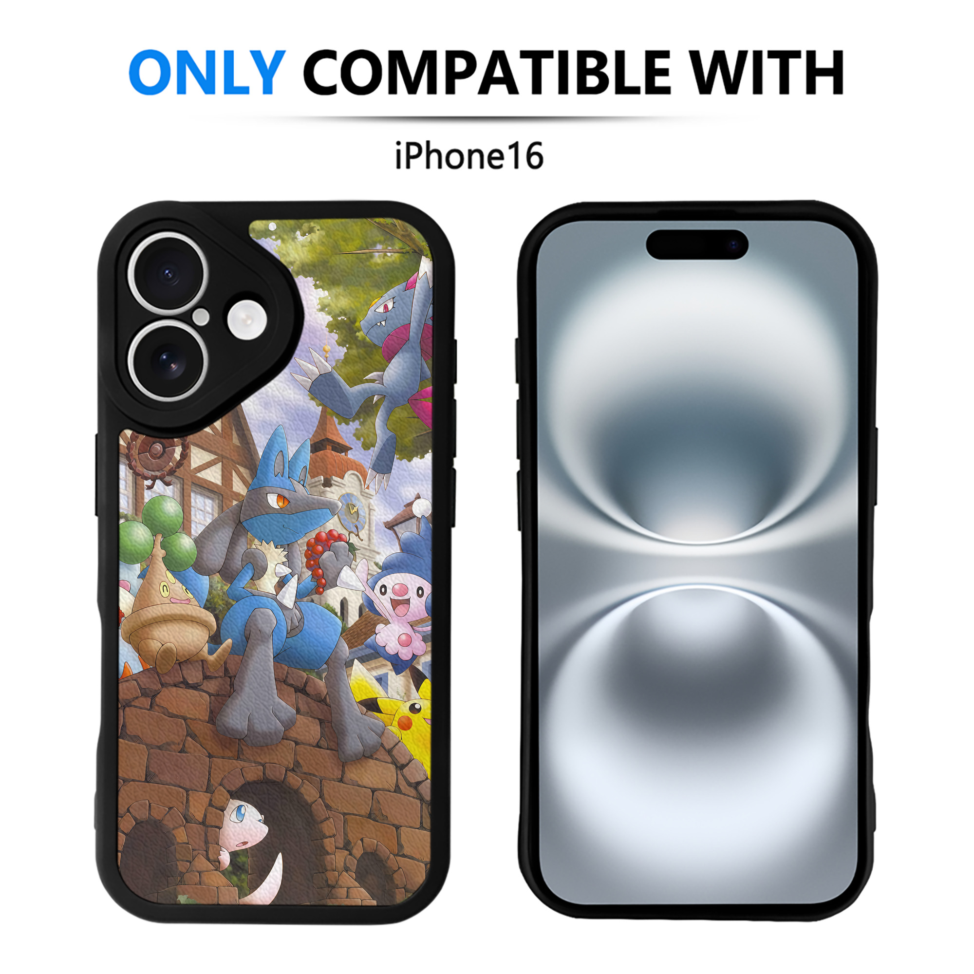 （画像用） ポケットモンスター Pokémon 【iPhone 16シリーズ対応】シリコンスマホケース（レザー調） 材質：シリコン